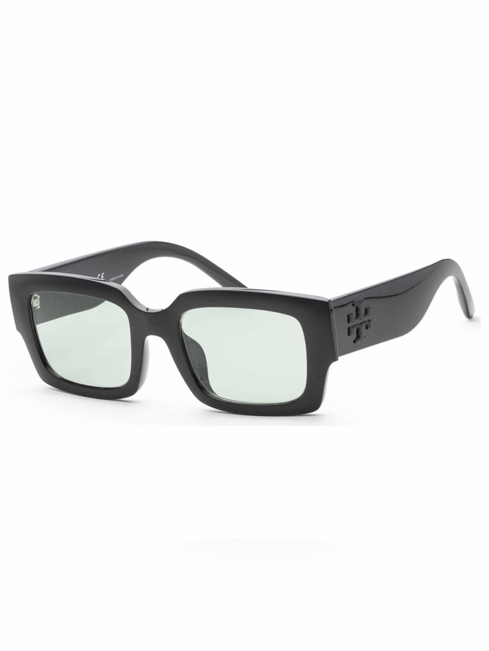 Tory Burch TY9067U Black Mint Green Rectangular Sunglasses 51mm + Case